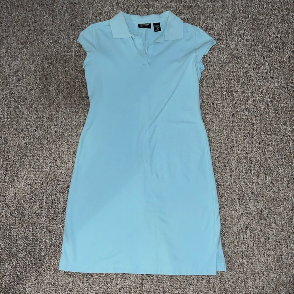 New York & Co sky blue midi polo dress cap sleeves M